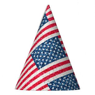 Chapeaux De Fêtes Parties scintillant Bleue Rouge Patriotique Améric