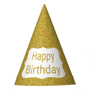 Chapeaux De Fêtes Parties scintillant d'or métallique Joyeux anniver