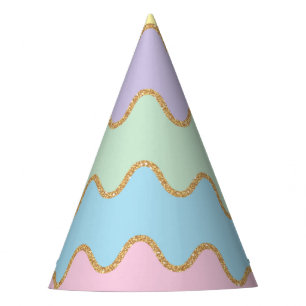 Chapeaux De Fêtes Parties scintillant d'or Rainbow Wavy Motif Casque
