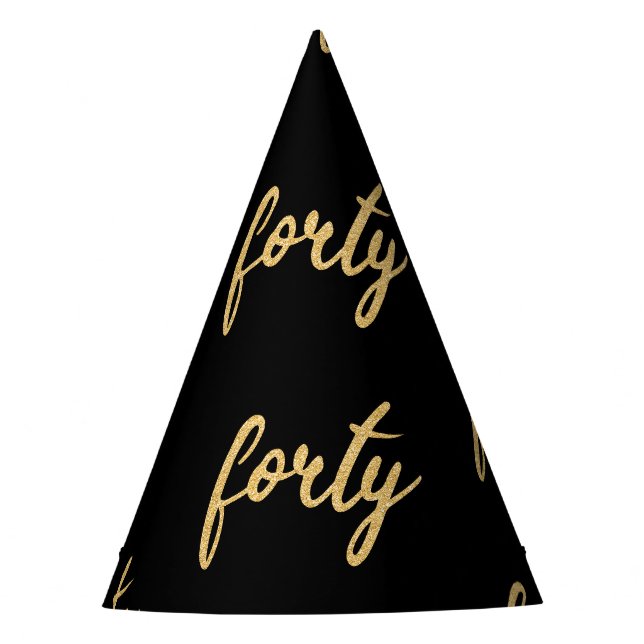 Chapeaux De Fêtes Parties scintillant Gold Black "Quarante" 40 Anniv (Devant)