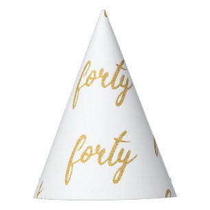 Chapeaux De Fêtes Parties scintillant Gold White "Quarante" 40 Anniv