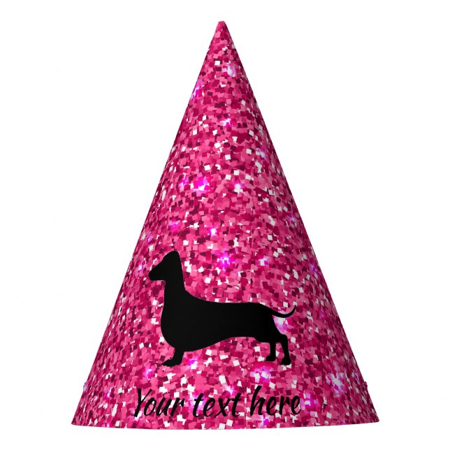 Chapeaux De Fêtes Parties scintillant rose Casquettes du parti Dachs (Devant)