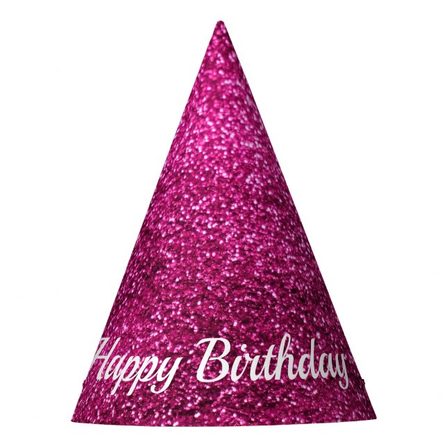 Chapeaux De Fêtes Parties scintillant rose Joyeux anniversaire (Devant)