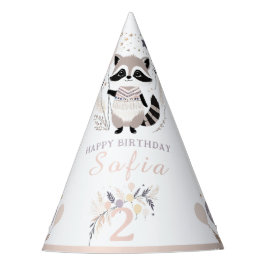 Chapeaux De Fêtes Pastel Boho Raccoon et Ballons Anniversaire