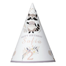 Chapeaux De Fêtes Pastel Boho Raccoon et Ballons Anniversaire