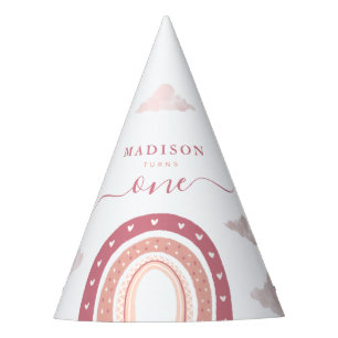 Chapeaux De Fêtes Pastel Pink Rainbow Boho Nuages Anniversaire