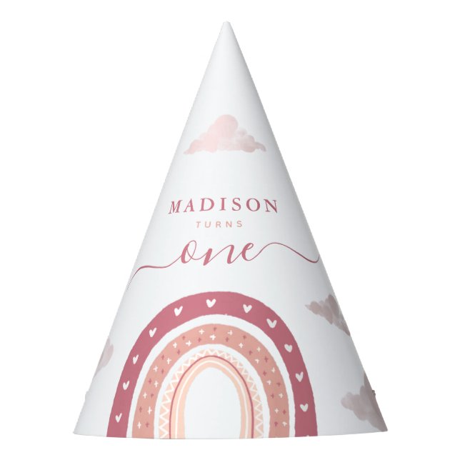 Chapeaux De Fêtes Pastel Pink Rainbow Boho Nuages Anniversaire (Devant)