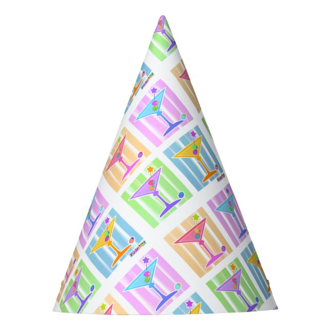 CHAPEAUX DE FÊTES PASTEL POP ART MARTINI VERRES (Devant)