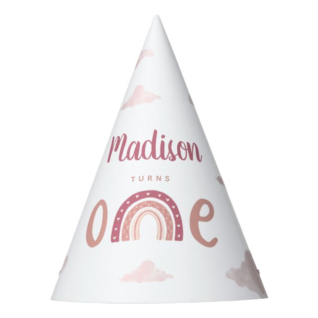 Chapeaux De Fêtes Pastel Rose Arc En Ciel Votre Nom Tourne Un Annive (Devant)