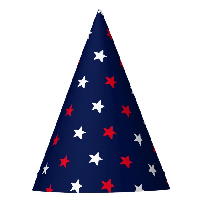 Chapeaux De Fêtes Patriotique rouge bleu marine étoiles motif (Devant)