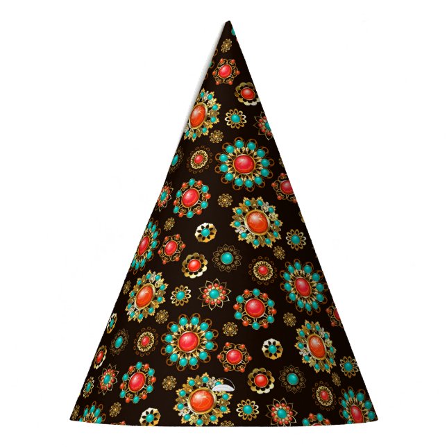 Chapeaux De Fêtes Pattern de Ethnic Brooches Seamless (Gauche)