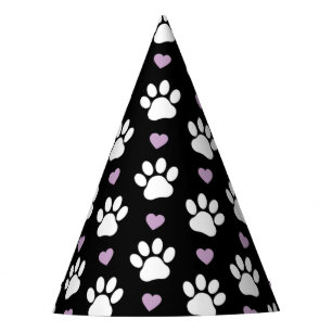 Chapeaux De Fêtes Paw Motif, Chien Paws, White Paws, Lilac Hearts