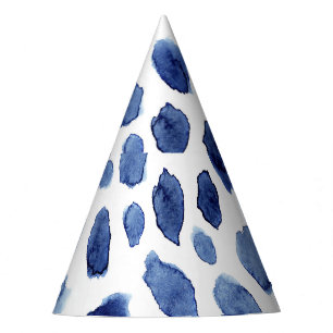 Chapeaux De Fêtes Peint À La Main, Aquarelle Bleue Taches.