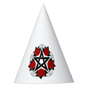 Chapeaux De Fêtes Pentagramme aux roses rouges