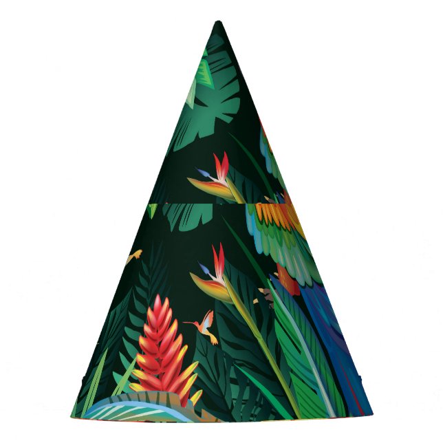 Chapeaux De Fêtes Perroquet tropical : Arrière - plan floral exotiqu (Devant)