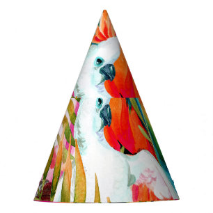 Chapeaux De Fêtes Perroquets d'aquarelle : Motif Tropical