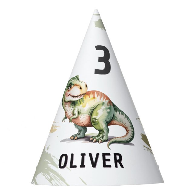 Chapeaux De Fêtes Personalized Dinosaur Kids Birthday Party (Devant)
