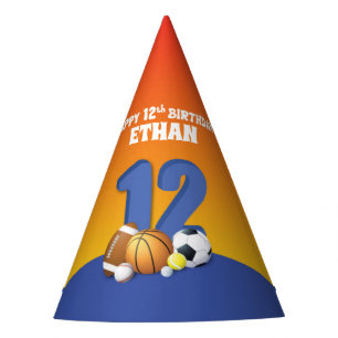 Chapeaux De Fêtes Personnalisé Nom Garçon 12e Anniversaire Balles de