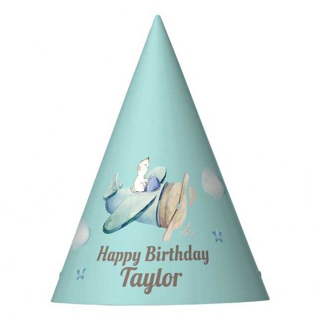 Chapeaux De Fêtes Petit Boy Aviation Thème Joyeux Anniversaire avec  (Devant)