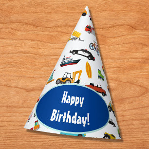 Chapeaux De Fêtes Petit Garçon Voitures Véhicule Motif Enfant Joyeux