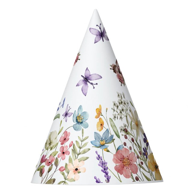 Chapeaux De Fêtes Petite aquarelle Fleur sauvage vive Anniversaire (Devant)