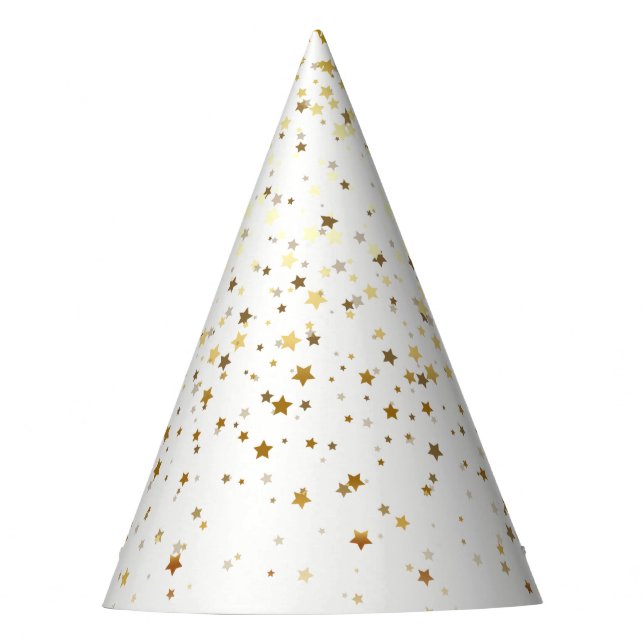 Chapeaux De Fêtes Petite partie d'or d'étoiles Casquette-Blanche (Devant)