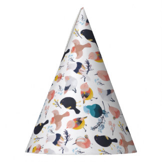 Chapeaux De Fêtes Petits oiseaux colorés Paradis botanique fleuri