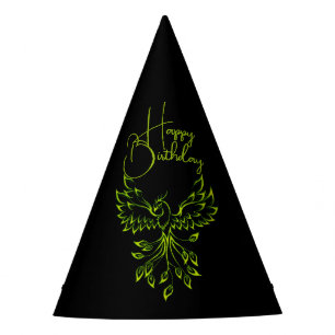 Chapeaux De Fêtes Phénix vert se lève sur noir