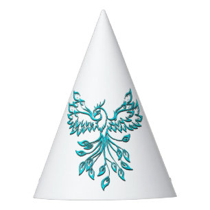 Chapeaux De Fêtes Phoenix bleu se lève sur blanc