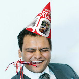Chapeaux De Fêtes photo de 40e anniversaire personnalisée rouge blan
