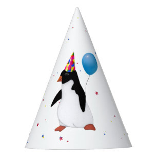 Chapeaux De Fêtes Pingouin Avec Ballons Bleus