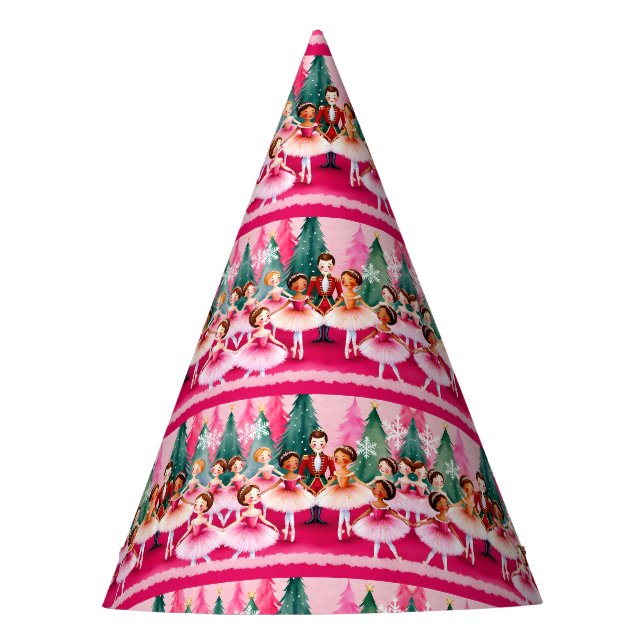 Chapeaux De Fêtes Pink Christmas Nutcracker Ballerina Anniversaire d (Devant)