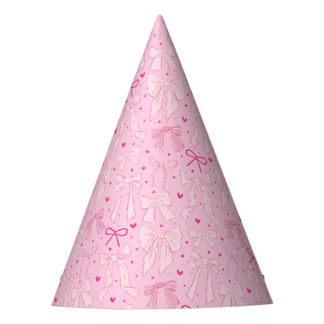 Chapeaux De Fêtes Pink Coquette Bows Motif Anniversaire (Devant)