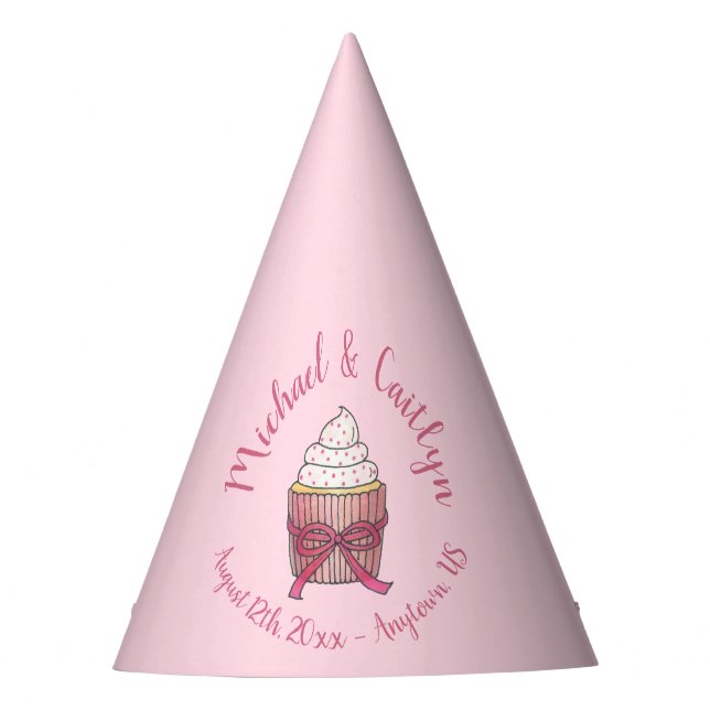 Chapeaux De Fêtes Pink Cupcake Bow arrose Fête des mariées Mariage (Devant)