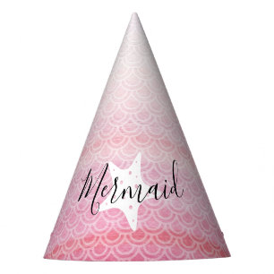 Chapeaux De Fêtes Pink Mermaid Starfish Casquette de fête d'annivers