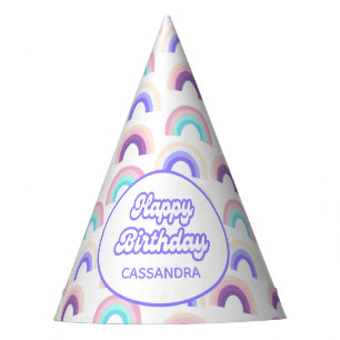 Chapeaux De Fêtes Pink violet pastel Aquarelle Rainbow Party Casquet