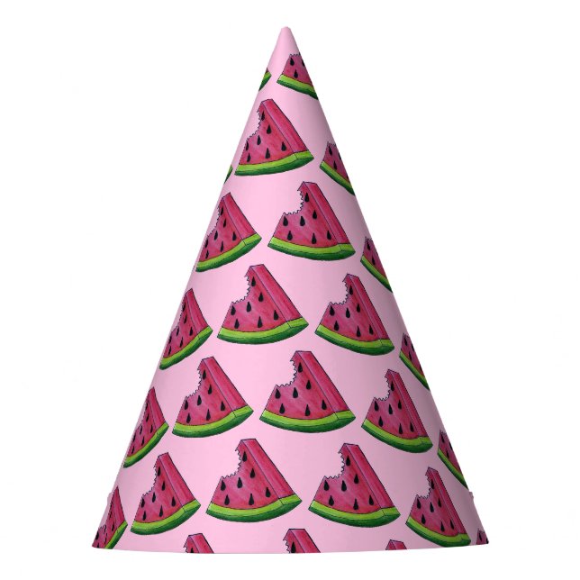 Chapeaux De Fêtes Pique-nique Pink Green Watermelon Slice Anniversai (Devant)