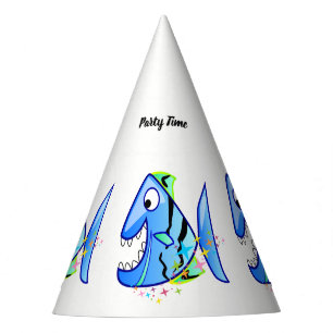 Chapeaux De Fêtes Piranha Tropical Bleu avec étoiles