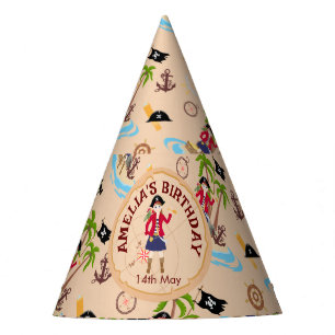 Chapeaux De Fêtes Pirate Girl Treasure Map Amusant Anniversaire Fête