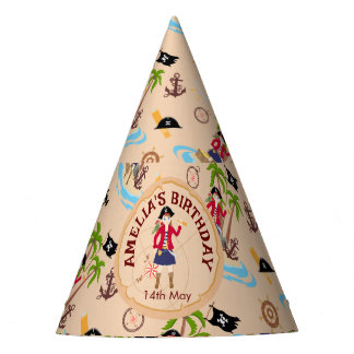 Chapeaux De Fêtes Pirate Girl Treasure Map Amusant Anniversaire Fête