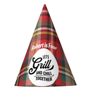 Chapeaux De Fêtes Plaid 4Anniversaire BBQ Rustic Grill Party