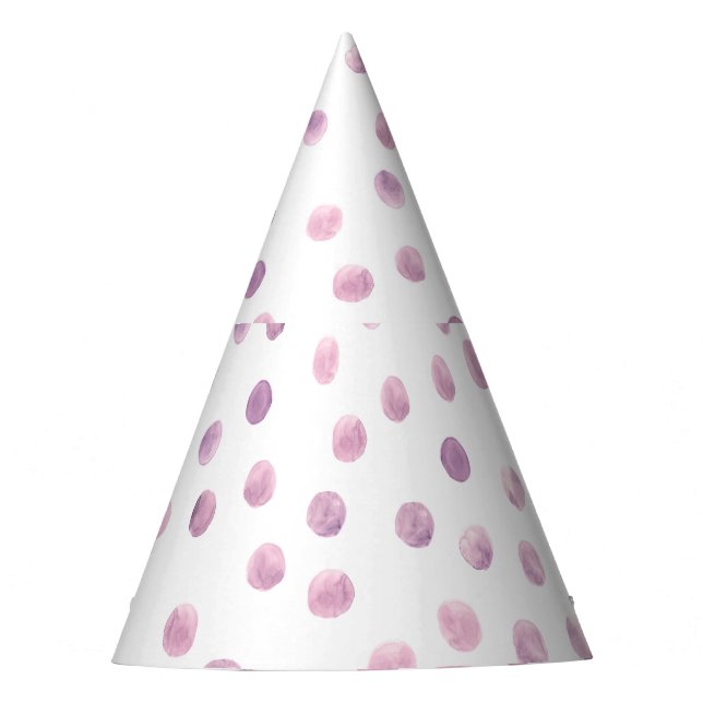 Chapeaux De Fêtes Pois aquarelle, arrière - plan géométrique rose. (Devant)