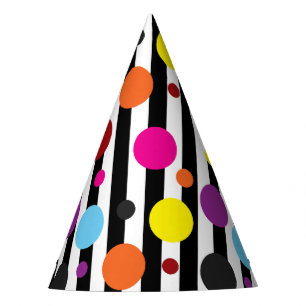 Chapeaux De Fêtes Pois coloré noir blanc rayures design