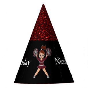 Chapeaux De Fêtes Pom-pom girl "Joyeux Anniversaire" Noir / Étincell