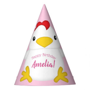 Chapeaux De Fêtes Poulet fête d'anniversaire rose