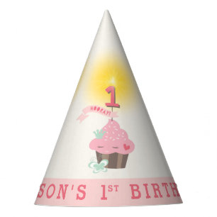 Chapeaux De Fêtes Premier Anniversaire de Mademoiselle Cupcake Rose