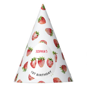 Chapeaux De Fêtes Premier anniversaire fraise