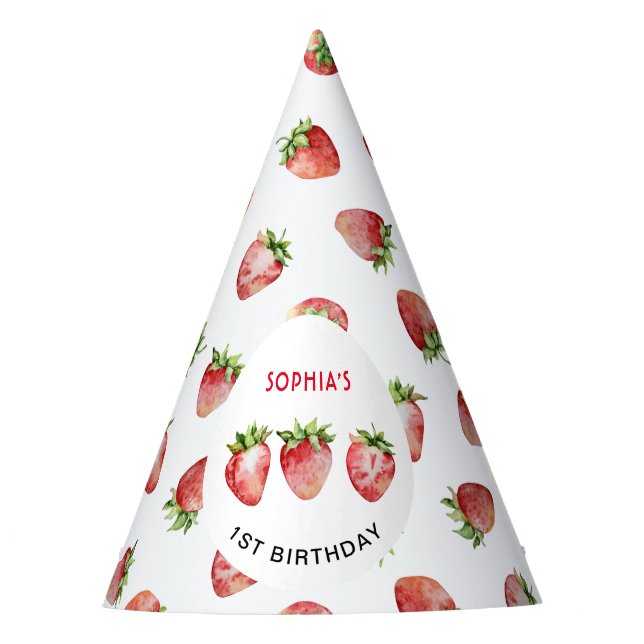 Chapeaux De Fêtes Premier anniversaire fraise (Devant)