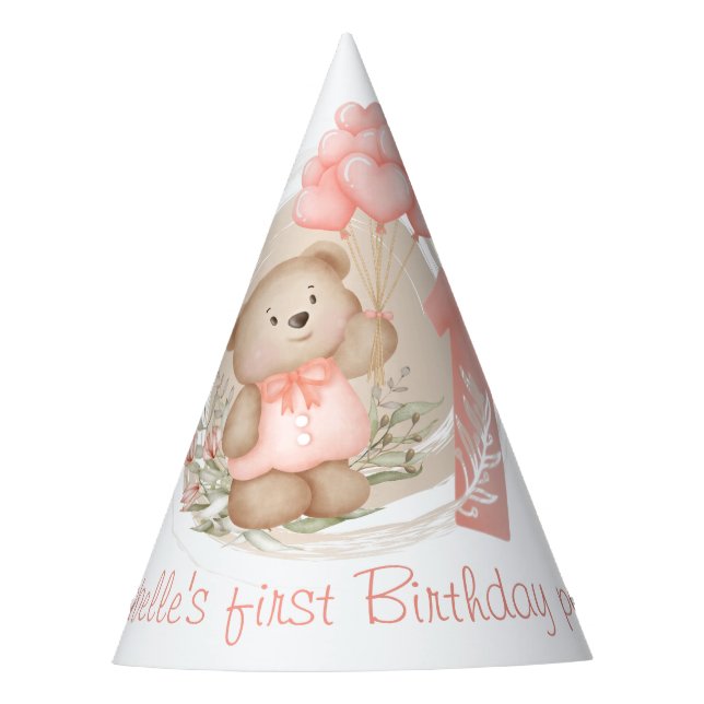 Chapeaux De Fêtes Premier Anniversaire Mignonne Teddy Bear Ballons C (Devant)