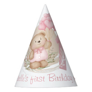 Chapeaux De Fêtes Premier Anniversaire Mignonne Teddy Bear Ballons C